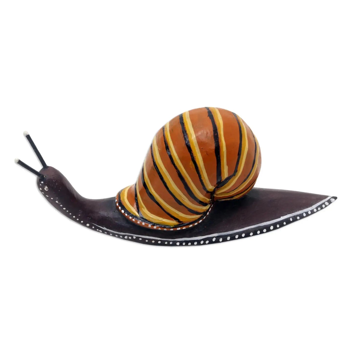 At a Snail’s Pace - Hand-Carved Suar Wood Snail Statuette