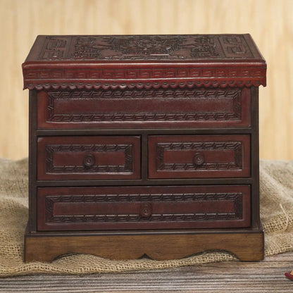 God of Staffs - Hand Crafted Wood and Leather Jewelry Chest