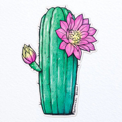 Tall Blooming Cactus Vinyl Sticker