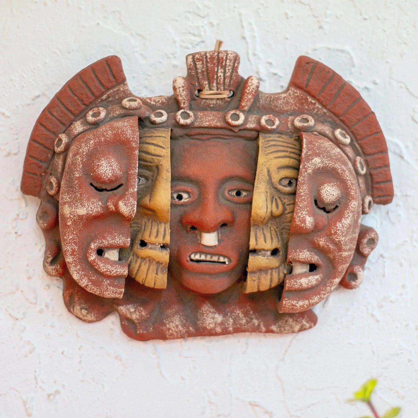 Three Ages of Man - Aztec Archaeological Ceramic Mask - Art