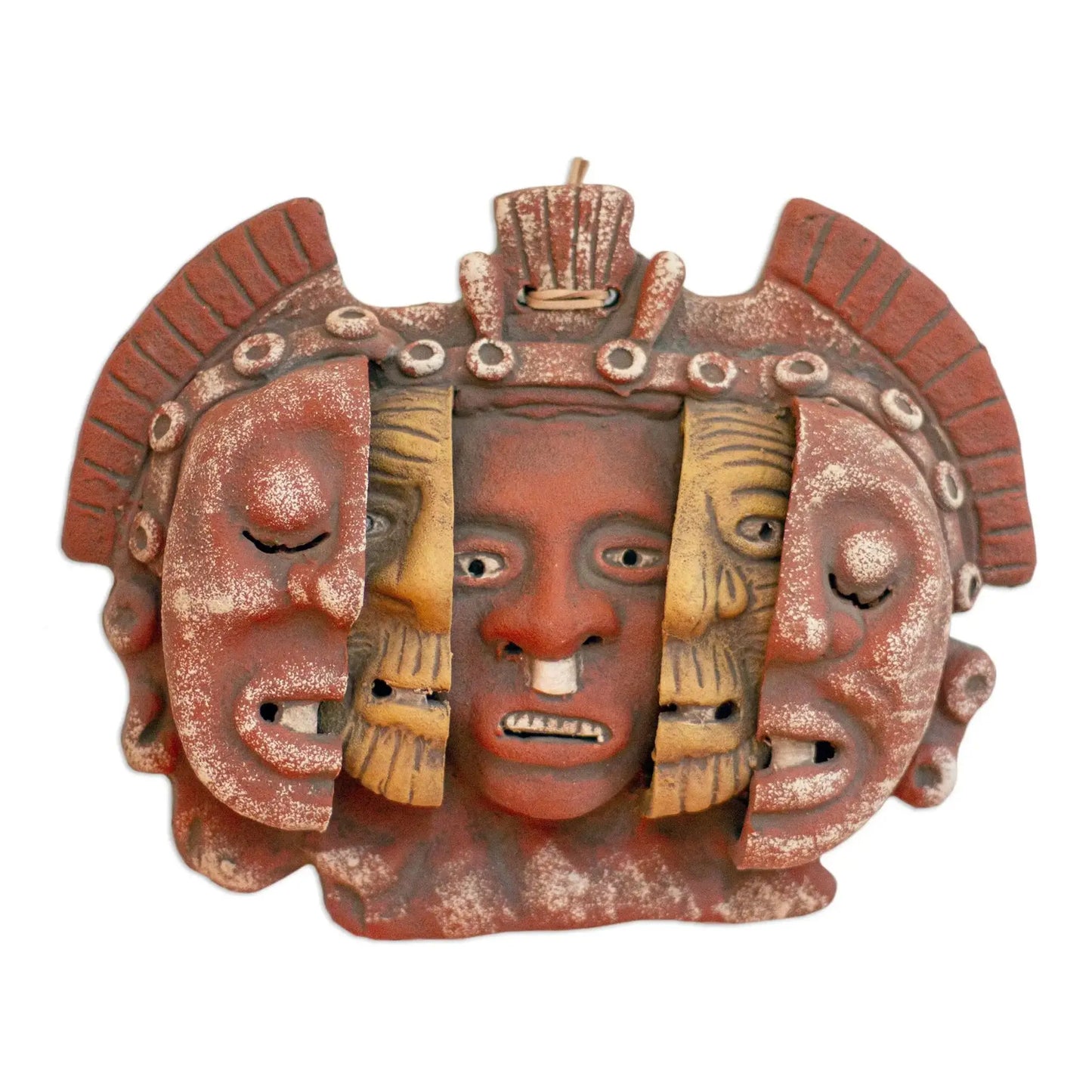 Three Ages of Man - Aztec Archaeological Ceramic Mask - Art