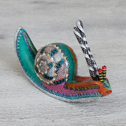 Vibrant Snail - Hand-Painted Alebrije Wood Sculpture from