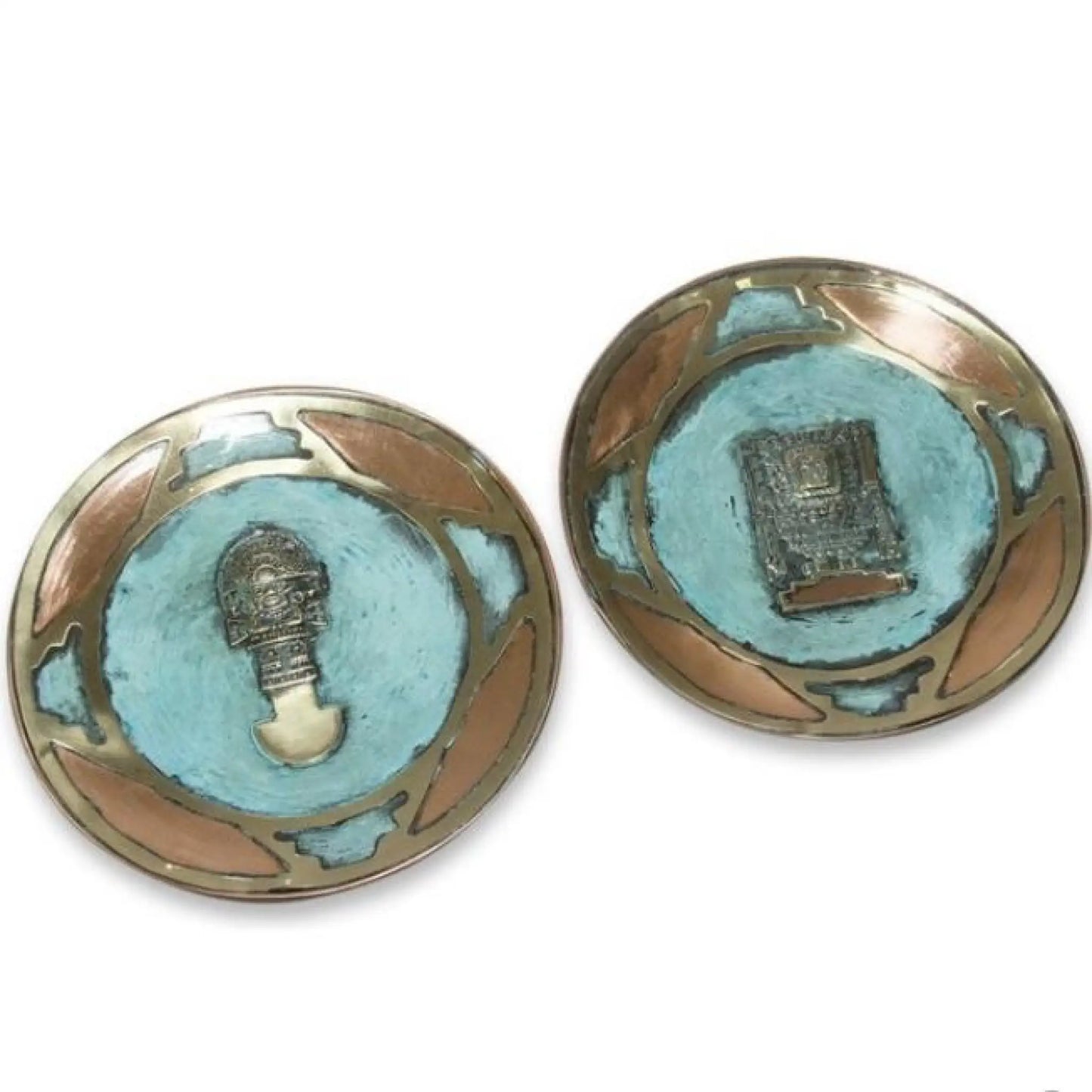 Wiracocha and Tumi Copper Bronze Plates Set of 2 - Art